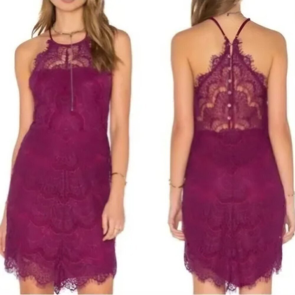 NWT Intimately free people Y2 Whimsigoth Fun boho halter lace dress fray XS